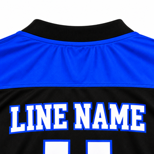 Maillot de hockey à manches longues pour homme Sigma Chapter, blanc et bleu roi, col en V, rayé, chemise de sport, uniforme d'équipe de fraternité personnalisé - Product Image 5