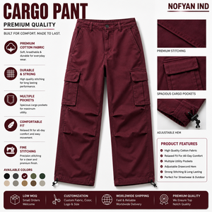 Fabricante de Pantalones Cargo de Diseño Personalizado OEM, Pantalones Cargo de Pierna Ancha de Algodón para Hombre y Mujer, Ropa Urbana, Pantalones Utilitarios Holgados, Marca Privada - Product Image 1