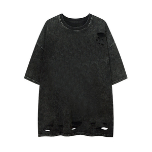 T-shirt homme col rond à manches courtes en coton respirant et doux, style streetwear, délavé à l'acide, effet soleil, effet usé, coupe classique - Product Image 3