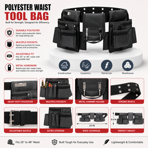 Customizable Polyester Waist <b>Tool</b> <b>Bag</b> Heavy Duty Multi Pocket <b>Tool</b> Belt Organizer Adjustable Work Pouch for Electricians Durable - Product Image 5