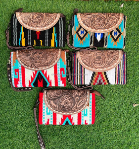 Manta de sillín de cuero occidental de alta calidad, bolso de mano, monedero cosido a mano Real, billetera multiuso para mujer - Product Image 4