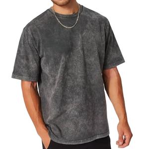 T-shirt personnalisé délavé à l'acide 100% coton, motif imprimé, poids lourd, délavé à l'acide, vintage, grande taille homme - Product Image 4