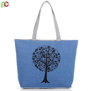 Bolsa de compras grande reciclada reutilizable con logotipo personalizado, bolsa de lona de algodón orgánico Calico ecológica impresa - Product Image 5