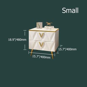 Comodino nordico bianco a 2 cassetti piccolo comodino con sfaccettature a V e mobili per camera da letto in oro - Product Image 5