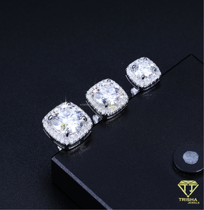 Moissanite <b>Diamond</b> <b>Square</b> Stud <b>Earrings</b> 925 Sterling Silver Brilliant Sparkling Fine Jewelry For Women Wholesale Fashion Gift - Product Image 3