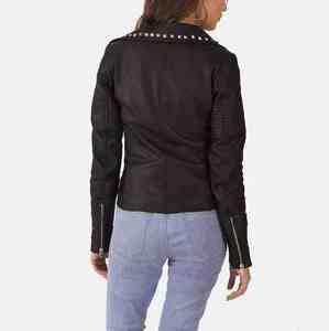 Veste en cuir pour femme, neuve, à manches longues, coupe-vent, design élégant et tendance, en cuir de mouton véritable. - Product Image 6