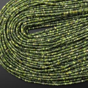 Perles de jade facettées en forme de rondelle, micro-taillées, jade vert naturel, pour la création de bijoux, vente en gros DIY - Product Image 1