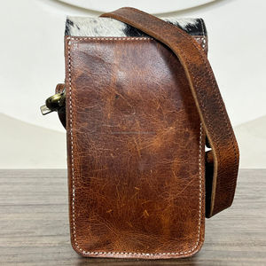 Newest Hair on Tooled Leather Phone Bag Western Genuine Leather Cell Phone Crossbody Bag Credit Card Holder Cowhide Floral Purse - Product Image 5