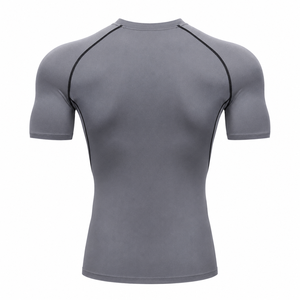 เสื้อรัดรูปแขนสั้นผู้ชาย สีเทา แห้งเร็ว ผ้ายืดสแปนเด็กซ์ โพลีเอสเตอร์ ทรงพอดีตัว - Product Image 2