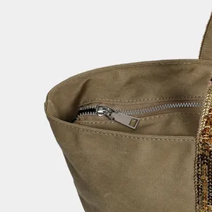 women's new retro shoulder crossbody bag casual <b>handbag</b> canvas shoulder bag <b>sequin</b> large capacity tote bag - Product Image 3