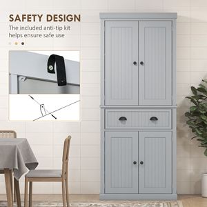 Dispensa da cucina autoportante con 4 ante, 1 cassetto e 72 ripiani regolabili - Grigio - Product Image 6