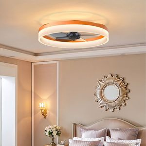 Ventilatori da Soffitto LED Moderni con Luci Dimmerabili e Installazione Sottile a Incasso, Colore Arancione - Product Image 2