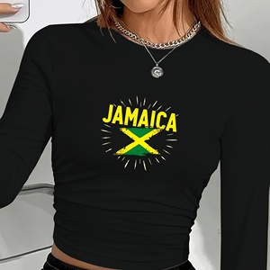 Camiseta de Manga Larga para Mujer con Estampado de Bandera de Jamaica Estilo Y2K Grunge, Tejido de Punto - Product Image 2
