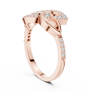 Ensemble de bagues en diamant de culture ETERNAL VINE, or rose 18 carats plaqué rhodium, style minimaliste, certifié, pour fiançailles, mariage, usage quotidien - Product Image 3