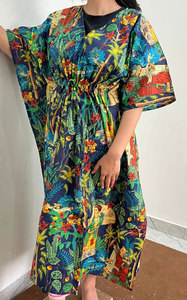 Vestido Kaftán de Algodón Transpirable para Mujer con Estampados Elegantes, Silueta Holgada y Comodidad Perfecta para el Día a Día - Product Image 2