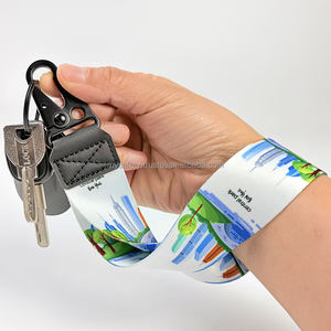 <b>5</b> Customize Durable Promotional Letterpress Printing Metal Swivel Lobster Clasp Hook Wristlet Lanyard Keychain Fabric Logo Wrist - Product Image 5