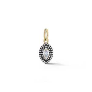 Pendentif œil personnalisé en or massif 14 carats avec diamant de laboratoire taille marquise 0,80 ct, breloque pavée, talisman, vente en gros, prix d'usine de bijoux B2B - Product Image 3