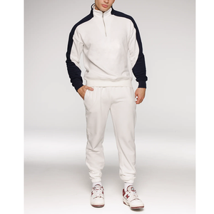 Men's <b>White</b> Elastic Waist Sweatpants With Side Pockets Casual <b>Jogger</b> Pants Breathable Knitted Fabric Autumn Wear - Product Image 1