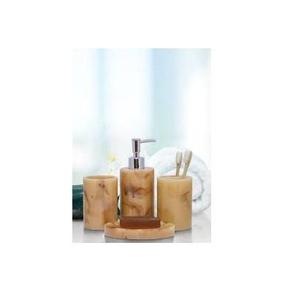 New Arrival Resin <b>Bathroom</b> <b>Accessories</b> <b>Set</b> Soap Glossy Finished Dispenser Tumbler Soap Dish Tray Luxury Hotel Vanity Organizer - Product Image 5