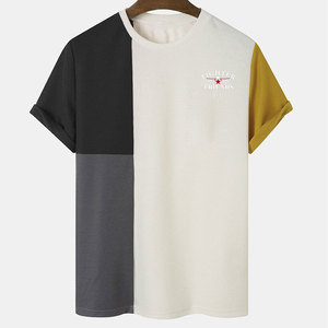 เสื้อยืดผู้ชายพิมพ์โลโก้ตามสั่งขายส่ง ผ้าฝ้าย 100% คอกลม ทรงหลวม บริการ OEM แบบกำหนดเอง เสื้อยืดสีพื้นสำหรับผู้ชาย - Product Image 1