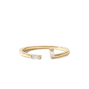 Bracelet de mariage minimaliste en diamant naturel de bonne qualité, Baguette en diamant, manchette ouverte, anneau empilable en or massif 14k pour femmes - Product Image 1