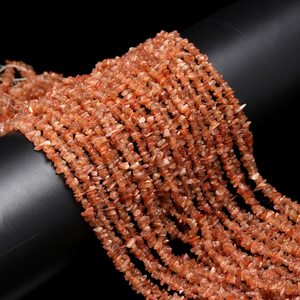 Natural Flashy Sunstone Smooth Freeform Chips Shape Loose Gemstone Beads Strands 4-5mm Orange Beads For Jewelry Making Wholesale - Product Image 4