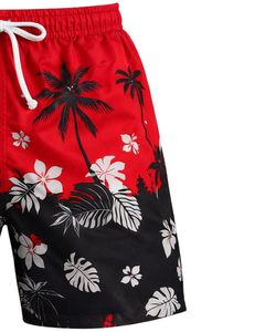 Shorts de bain pour hommes à imprimé floral tropical, séchage rapide, shorts de plage, shorts de surf d'été, taille élastique avec cordon de serrage, fournisseur OEM personnalisé - Product Image 2