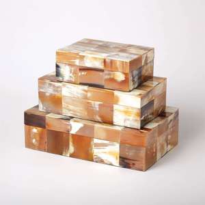 Handmade Natural Buffalo Horn Decorative <b>Box</b> Etched Horn Storage Gift <b>Box</b> - Product Image 1