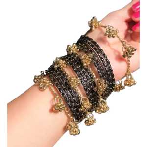 Bracelets en verre traditionnels du Cachemire, multicolores, plaqués or, ensemble de bijoux de mariage, couleurs personnalisées disponibles - Product Image 1
