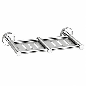 Support mural double pour savon en acier inoxydable chromé de qualité supérieure, avec double drainage, antirouille, plateau à savon moderne - Product Image 2