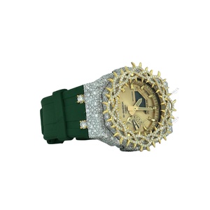 Montres élégantes personnalisées semi-serties de diamants avec bracelet en caoutchouc, pièces intemporelles, boîtier rond artistique, pour cadeau de mariage - Product Image 3