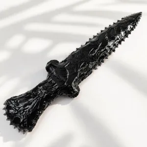 Cuchillo Athame de Obsidiana Negra de 10 Pulgadas, Daga de Estilo Vikingo Forjada a Mano, Hoja de Cristal Volcánico, Regalo Único para Coleccionistas - Product Image 5