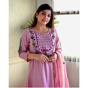 Hermoso Salwar Kameez de Algodón para Fiestas, Talla XL, Parte Superior e Inferior con Dupatta - Product Image 3