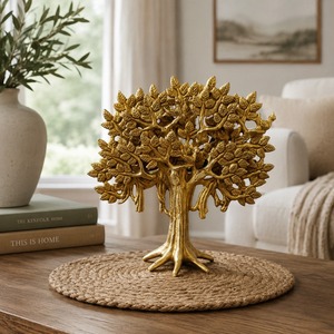 Statue décorative SHUBHAM en laiton, style Art déco, faite à la main, motif feuille d'arbre de vie, pour table, salon, décoration intérieure - Product Image 1