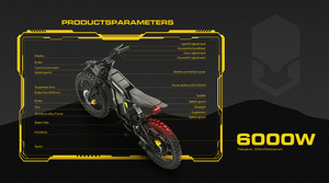 Vélo électrique à cadre en alliage d'aluminium 6000W, transmission par chaîne, 60V 30Ah, <span class=keywords><strong>75</strong></span> km/h, moto électrique avec freins à disque hydrauliques - Product Image 3