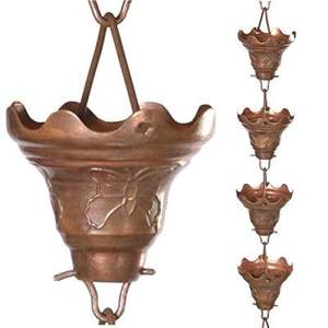 Cadena de Lluvia de Bronce Antiguo con Diseño de Tulipán, Guía de Agua Colgante Vintage para Drenaje Exterior Rústico de Techos - Product Image 5