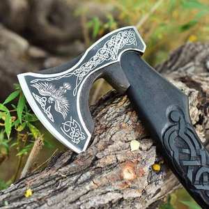 Hacha de Acero Inoxidable 1095 con Parte Posterior Plana y Mango de Madera para Camping, Caza, Bricolaje y Trabajos en Madera - Personalizable - Product Image 5