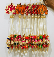 Rumbai Manik-manik Gota Tradisional Warna-warni Buatan Tangan 2ft Tali Lotus Dekorasi Rumah Diwali Hiasan Dinding Latar Belakang Pernikahan Haldi