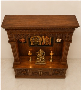 Traditional Gujarati Style Pooja <b>Mandir</b> Hand Carved Solid Teak Wood Temple with Peacock Carving Pooja Temple for Prayer Room USA - Product Image 4