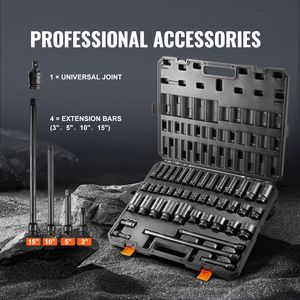 Set di 43 Pezzi per Riparazione Auto, Chiavi a Bussola SAE 3/8" e 1 1/2" Profonde e Poco Profonde, 6 Punte in Acciaio al Cromo Molybdeno - Product Image 4
