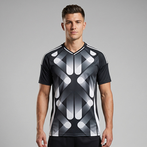 เสื้อฟุตบอลชายคุณภาพสูง OEM เสื้อกีฬาคอวี เสื้อฟุตบอลแขนสั้น เสื้อยืดฟุตบอลชาย - Product Image 1