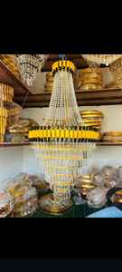 Lámpara Colgante Moderna de Lujo, de Cristal Transparente Cuadrado, Estilo Nórdico, Dorada, para Sala de Estar, Vestíbulo de Hotel, Villa, Decoración de Techo Alto - Product Image 5