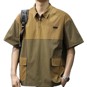 2025 New Patchwork <b>Half</b> Zip Plus Size Men's Polo <b>Shirts</b> Lapel Pocket Cargo Golf Wear High Street Fashion Polos Hombre Tops - Product Image 2