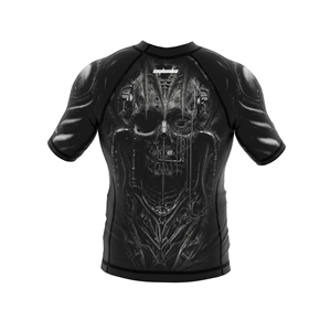 Rashguard de compression MMA unisexe noir, ajusté, léger, respirant, à séchage rapide, en polyester, pour arts martiaux mixtes, avec logo sur le devant - Product Image 6