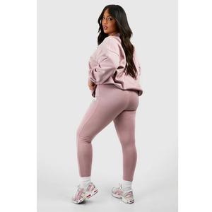 <b>Women</b> Plus Size Pink Tracksuit <b>Set</b> Crew Neck Sweatshirt Leggings Full Length Casual Autumn Wear Spandex Cotton Material - Product Image 2