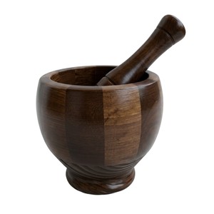 Premium Natural Wooden Mortar and Pestle Set, Durable Spice <b>Grinder</b> and <b>Herb</b> Crusher Kitchen Tool Mortar & Pestle Grinding Bowl - Product Image 3