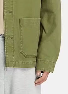 Chaqueta de trabajo vintage al por mayor estilo Detroit para hombre, de lona 100% algodón de alto gramaje, con logotipo frontal y diseño de cuello personalizados. - Product Image 6