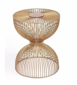 Butler Specialty Company Nicholas Modern Antique Gold Finish <b>Hourglass</b> Design Metal Iron Wire End/Side Table for Living Room - Product Image 1