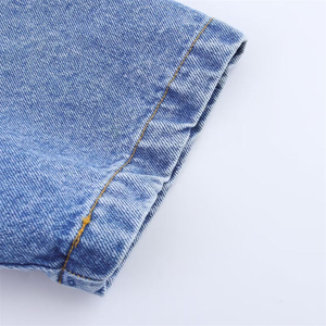 100% Denim Fabric Made Women's Denim <b>Jeans</b> Twin Set Machine Stitched Low MOQ Custom Made Knitted Denim Top Skirts Sets - Product Image 3