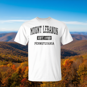 Mount Lebanon Pennsylvania Est 1799 T-shirt vintage unisex in cotone girocollo a maniche corte per adulti - Product Image 3